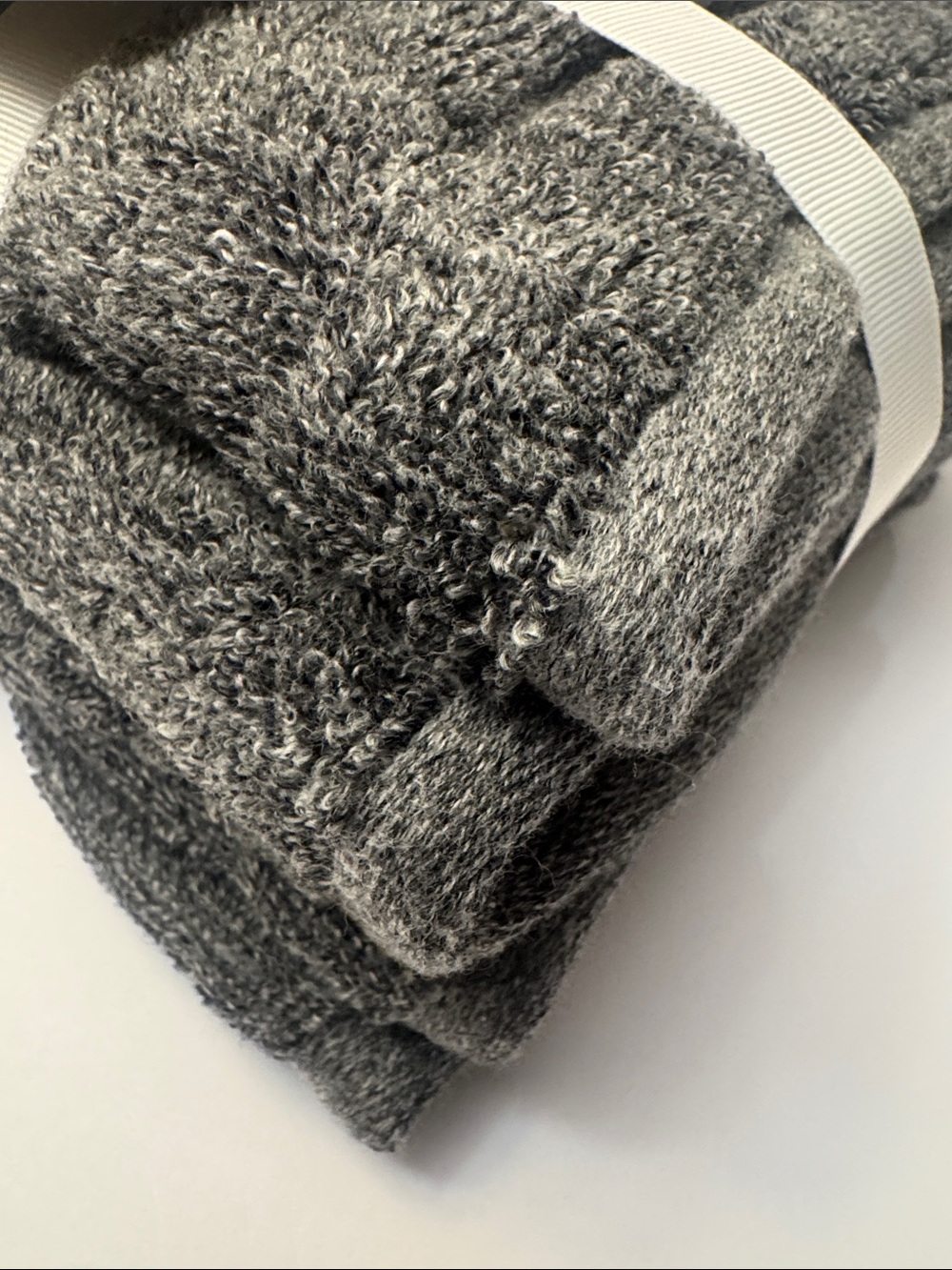 5pc COMMON THREAD Eco-Melange Bamboo/Cotton Bath Wash Towel Set - Heather DKGrey - Picture 4 of 4